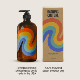Bathing Culture bottle on shower shelf in lifestyle setting for daily ritual benefit
