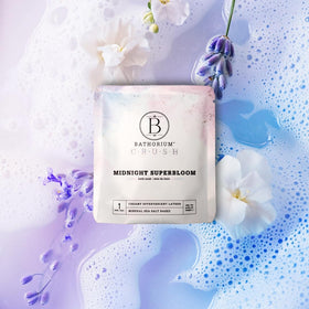 Bathorium flat lay of eight 4 oz bags illustrating variety and easy selection benefits