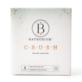 Bathorium front packaging showing the full discovery set and elegant branding benefits relaxation