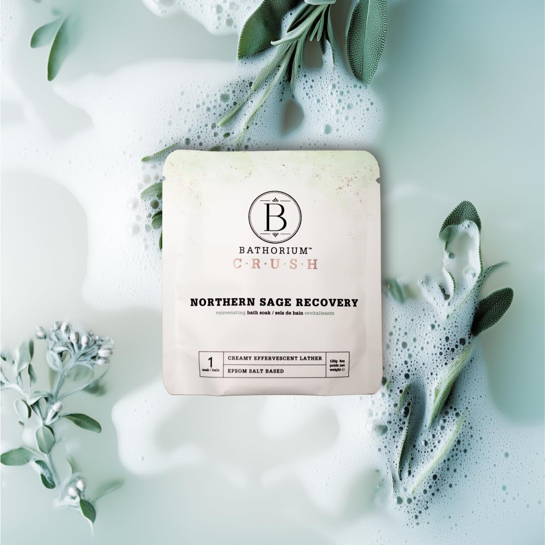 Bathorium single 4 oz bag held in hand showing compact size and travel convenience benefit