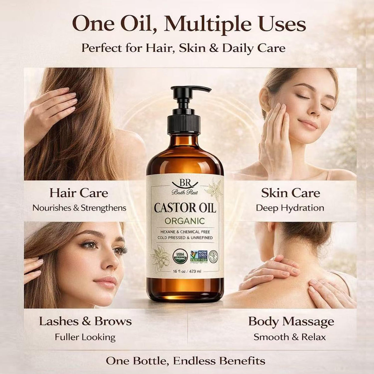 Bathrest applied to scalp illustrating nourishing massage benefit