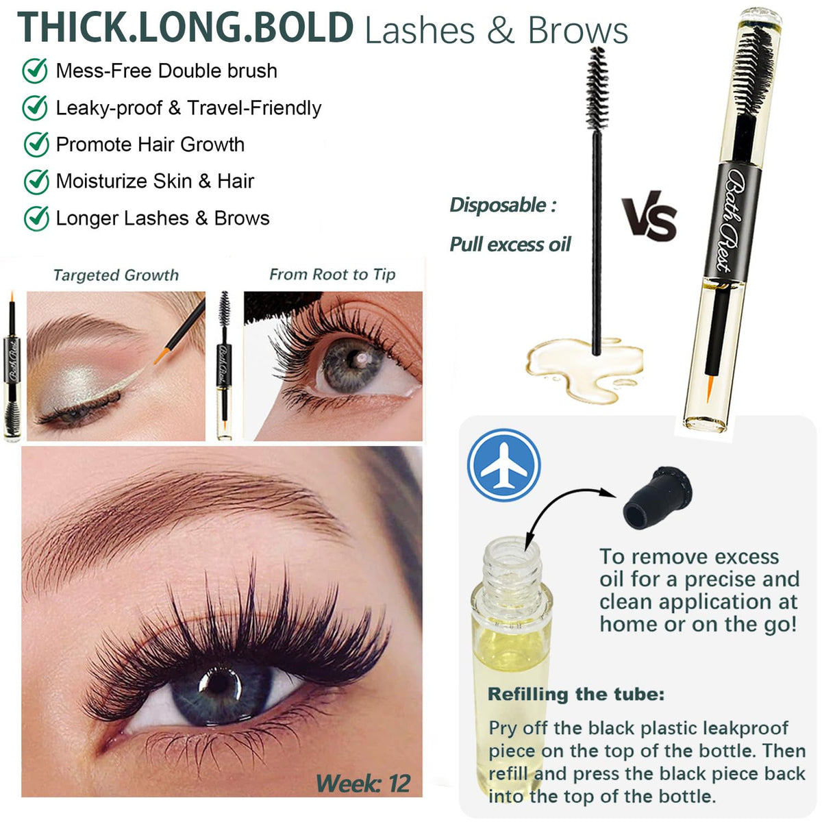 Bathrest lashes and brows application with clean brush to condition and define