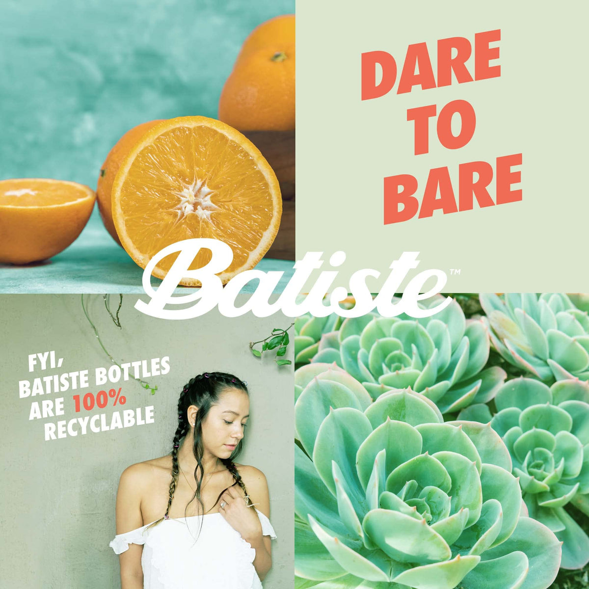 Batiste Bare aerosol nozzle detail for precise, even dry-shampoo spray