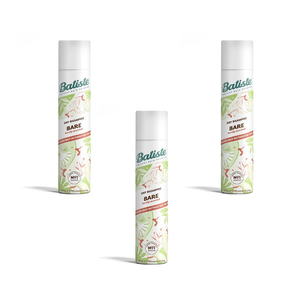 Batiste Bare front packaging showing three cans and product benefits
