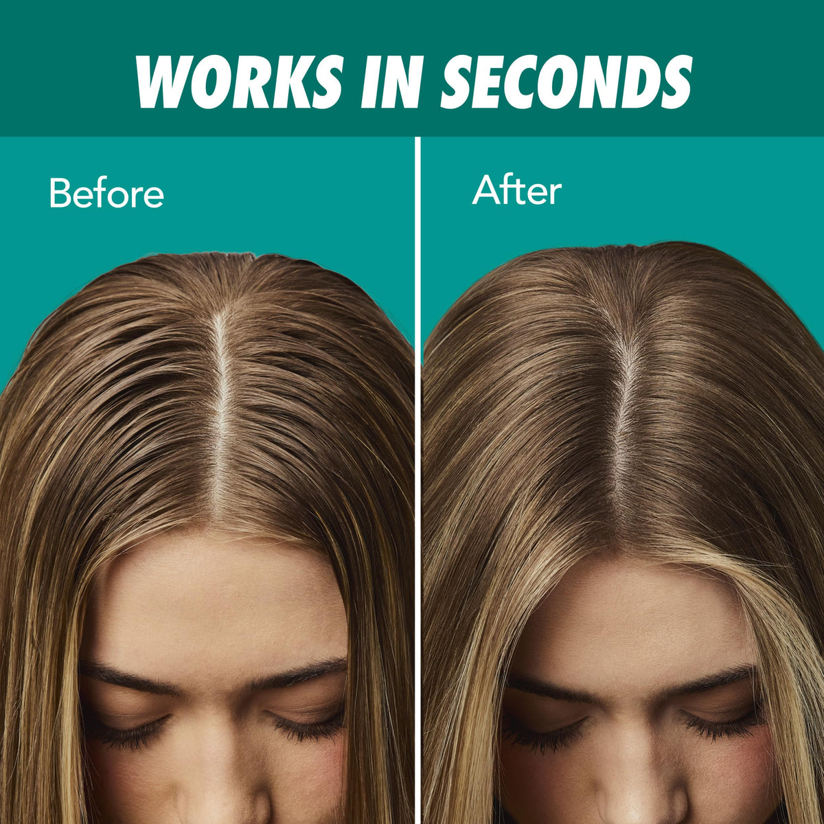 Batiste before and after hair roots showing cleaner look and volume