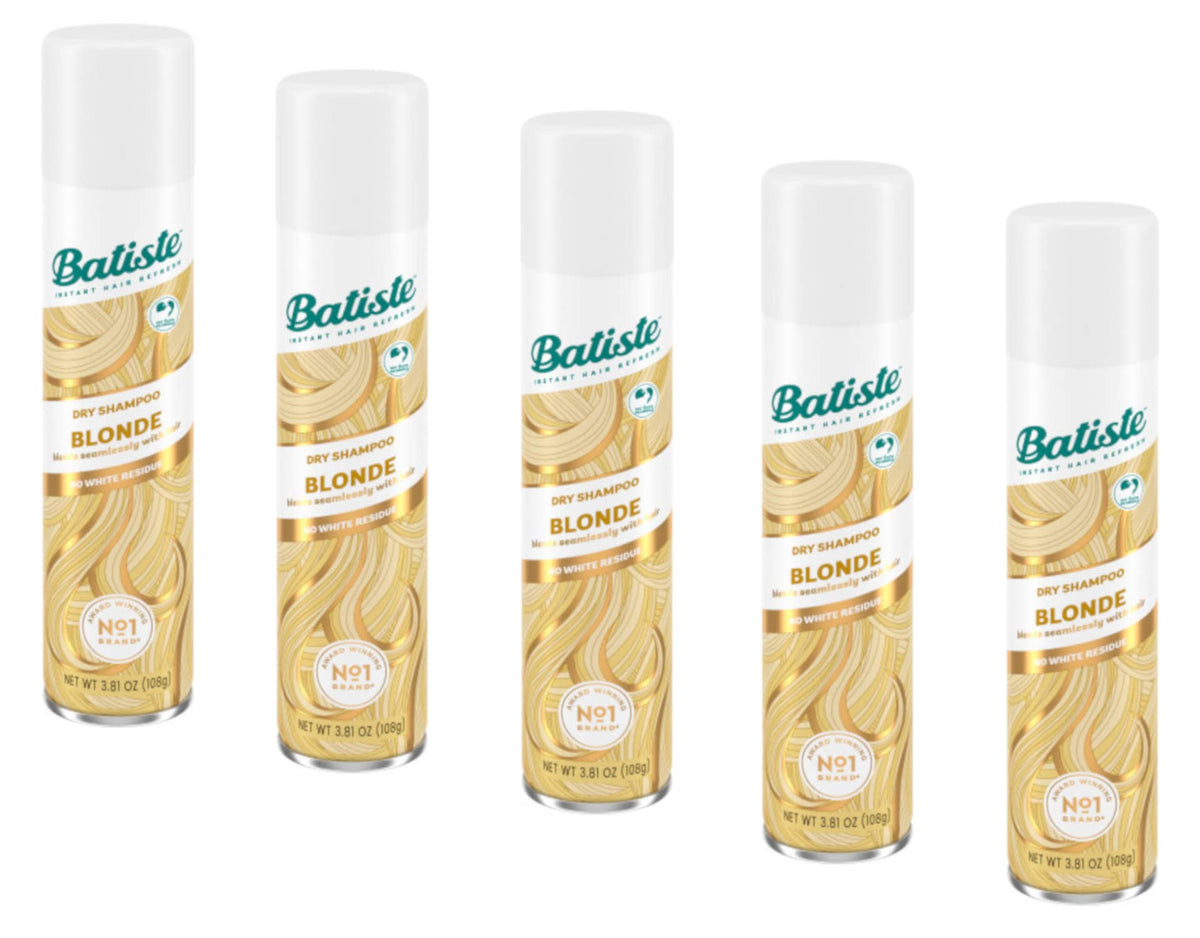 Batiste Blonde front packaging showing five cans and product benefit