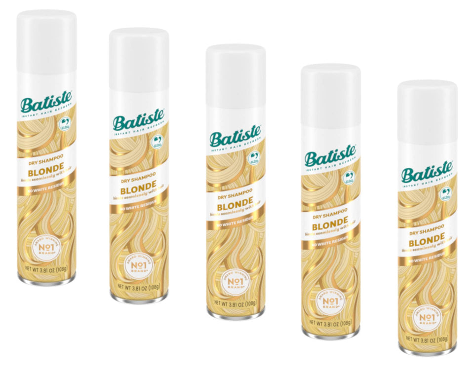Batiste Blonde front packaging showing five cans and product benefit