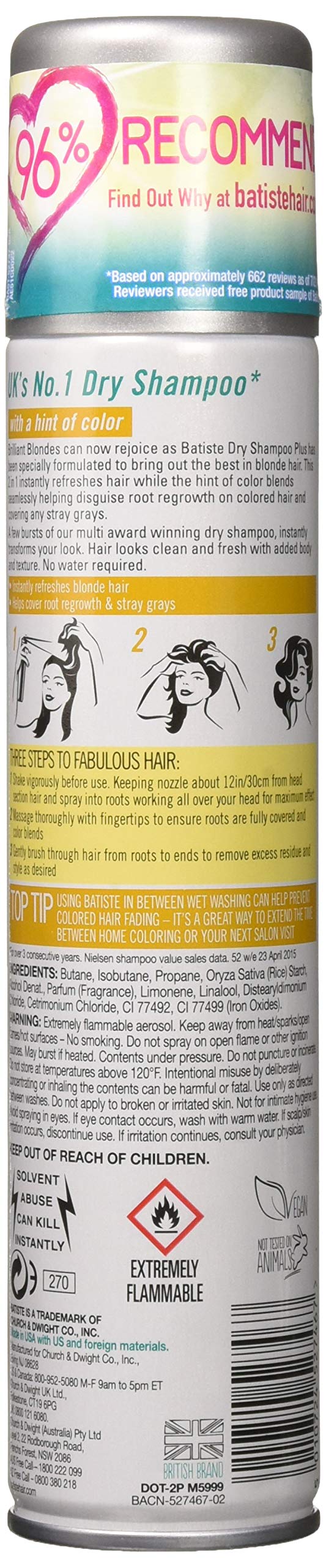 Batiste spray in use at roots demonstrating quick oil absorption and volume
