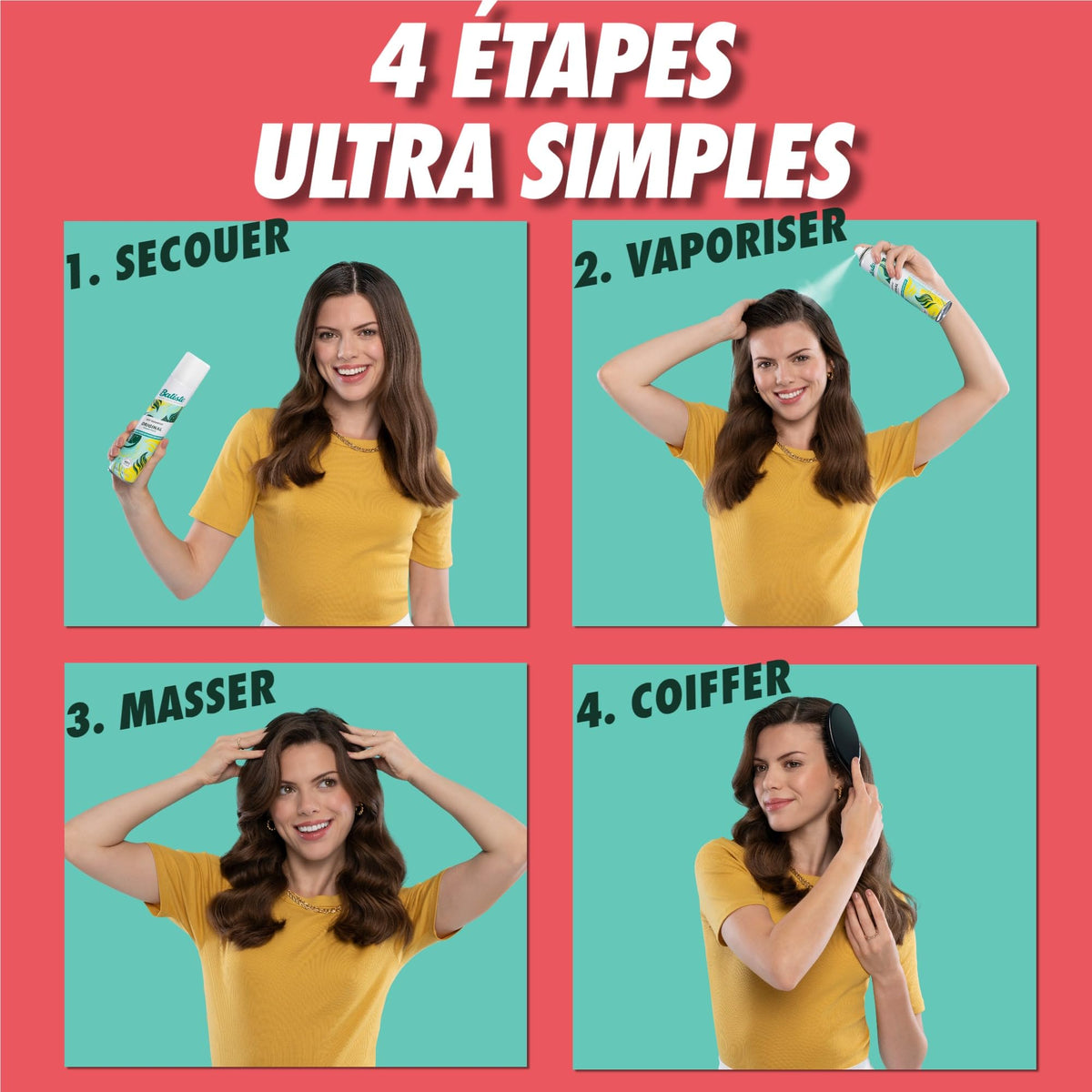 Batiste cherry on bathroom counter in lifestyle scene showing quick styling convenience