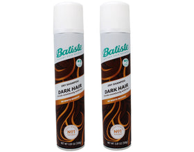 Batiste front packaging for dark hair showing two 3.81 oz cans and quick refresh benefit
