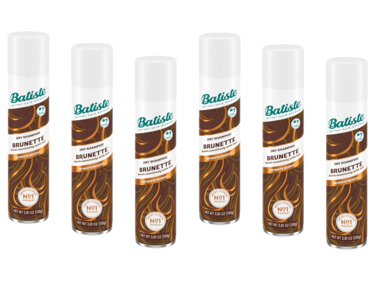 Batiste medium brunette front packaging shows six cans and product benefit