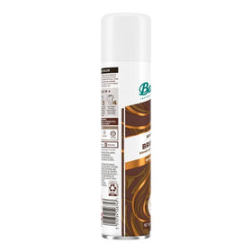 Batiste medium brunette texture spray swatch on dark hair for instant volume