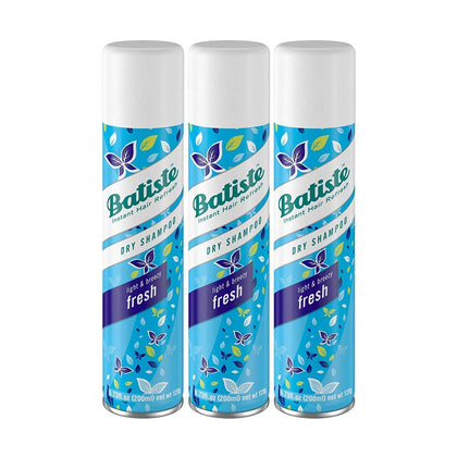 Batiste front packaging trio showing cans and fresh scent benefit
