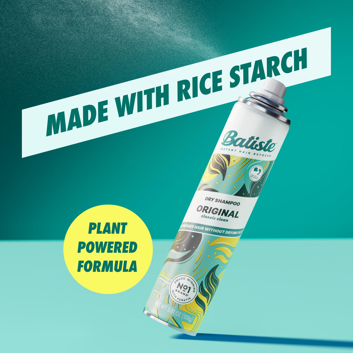 Batiste back label with ingredient list indicating no sulfates or parabens benefit