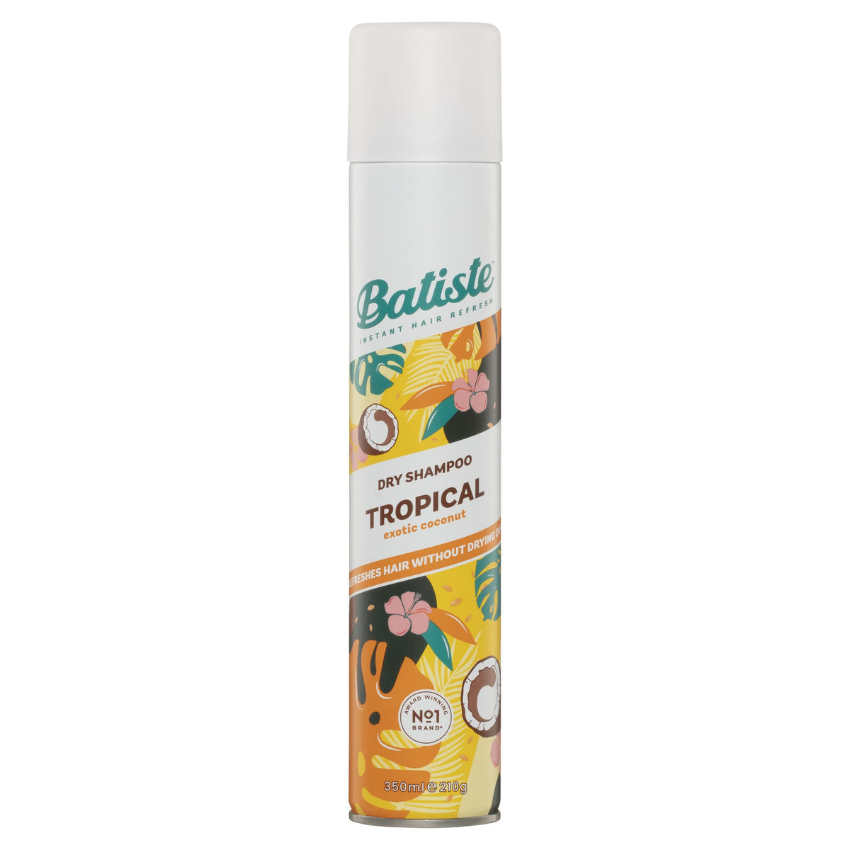 Batiste front packaging showing tropical coconut floral scent and two-pack benefit