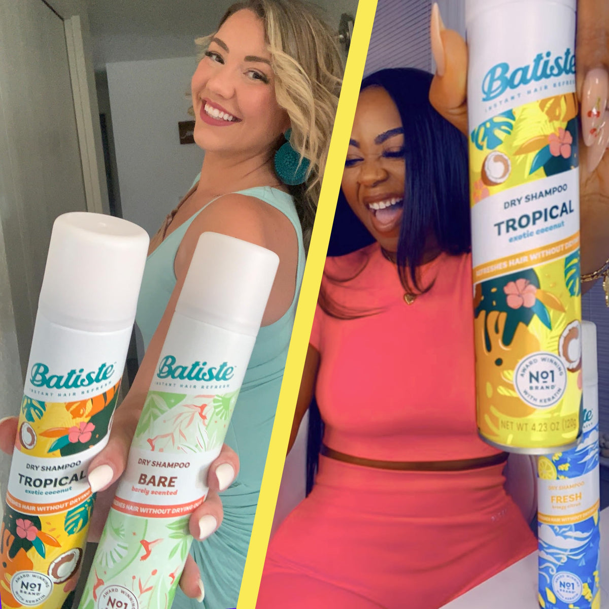 Batiste in bathroom during morning routine for quick styling benefit