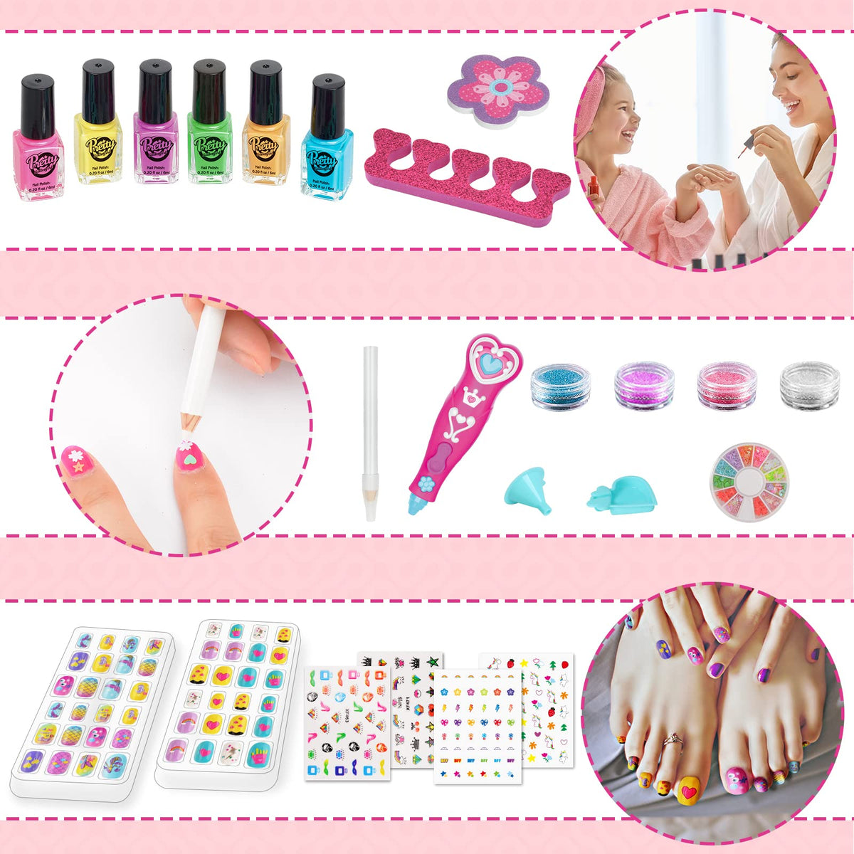 BATTOP fake nails and toe separator for pedicure practice