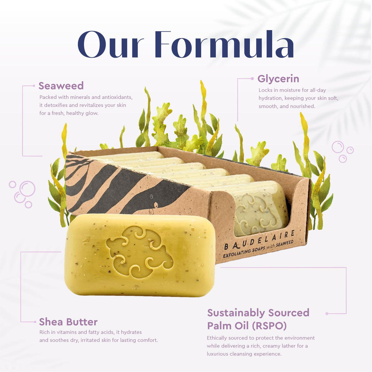 Baudelaire soap bar in hand for size comparison and travel-friendly benefit