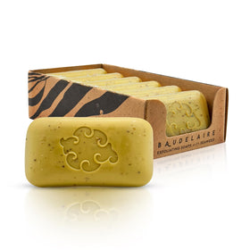 Baudelaire front packaging of sea loofa soap showing brand and bar benefit