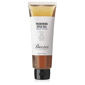 Baxter of California front packaging shows strong-hold gel and clear label benefit