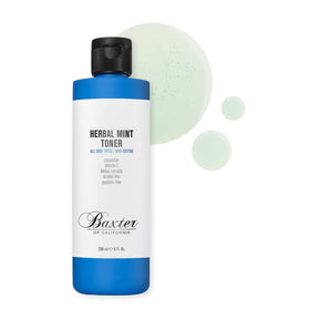 Baxter of California toner in hand showing 8 fl oz scale and travel usability