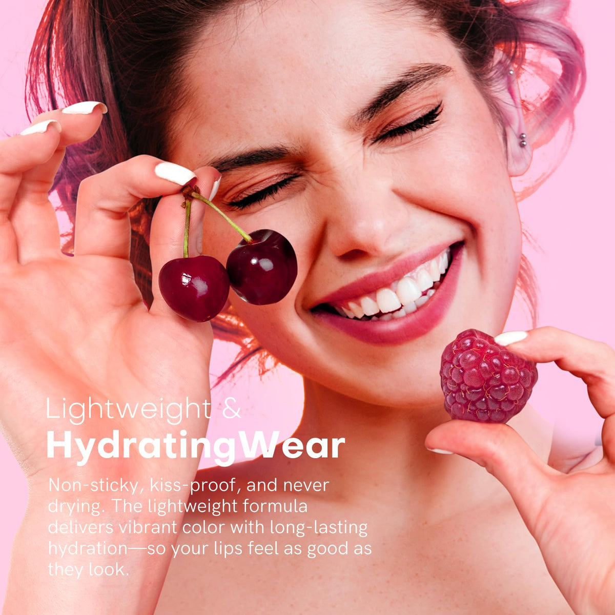 bayfree lip application on model showing waterproof, long-lasting color