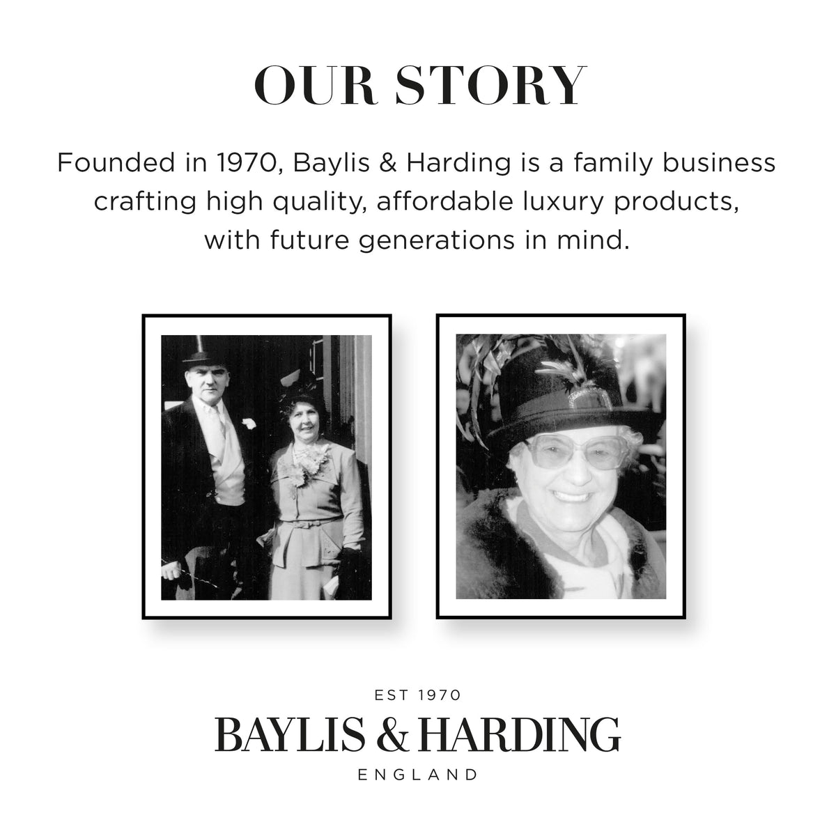 Baylis & Harding bottle with recycled plastic mark emphasizing 100% PCR packaging benefit