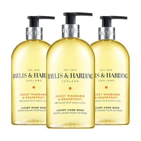 Baylis & Harding front packaging showing sweet mandarin grapefruit scent and benefit of gentle cleanse