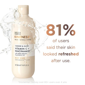 Baylis & Harding bottle placed in shower showing practical daily use