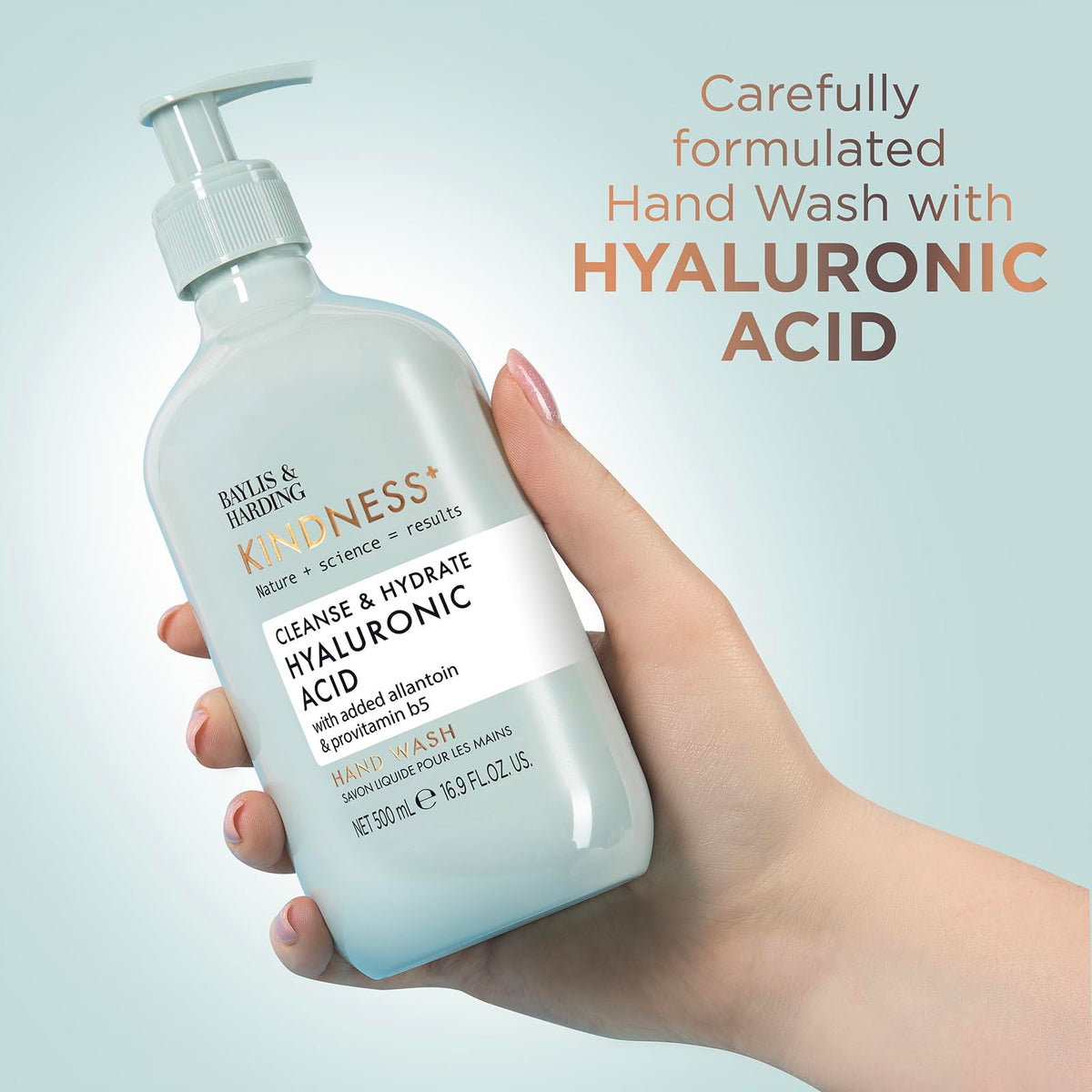 Baylis & Harding bottle beside sink in bathroom highlighting daily use and aesthetic benefit