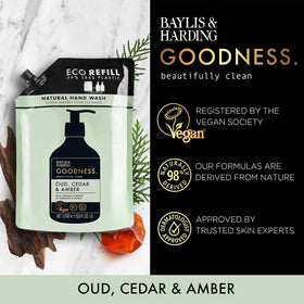 Baylis & Harding soap dispensing into hand for moisturized, clean feeling