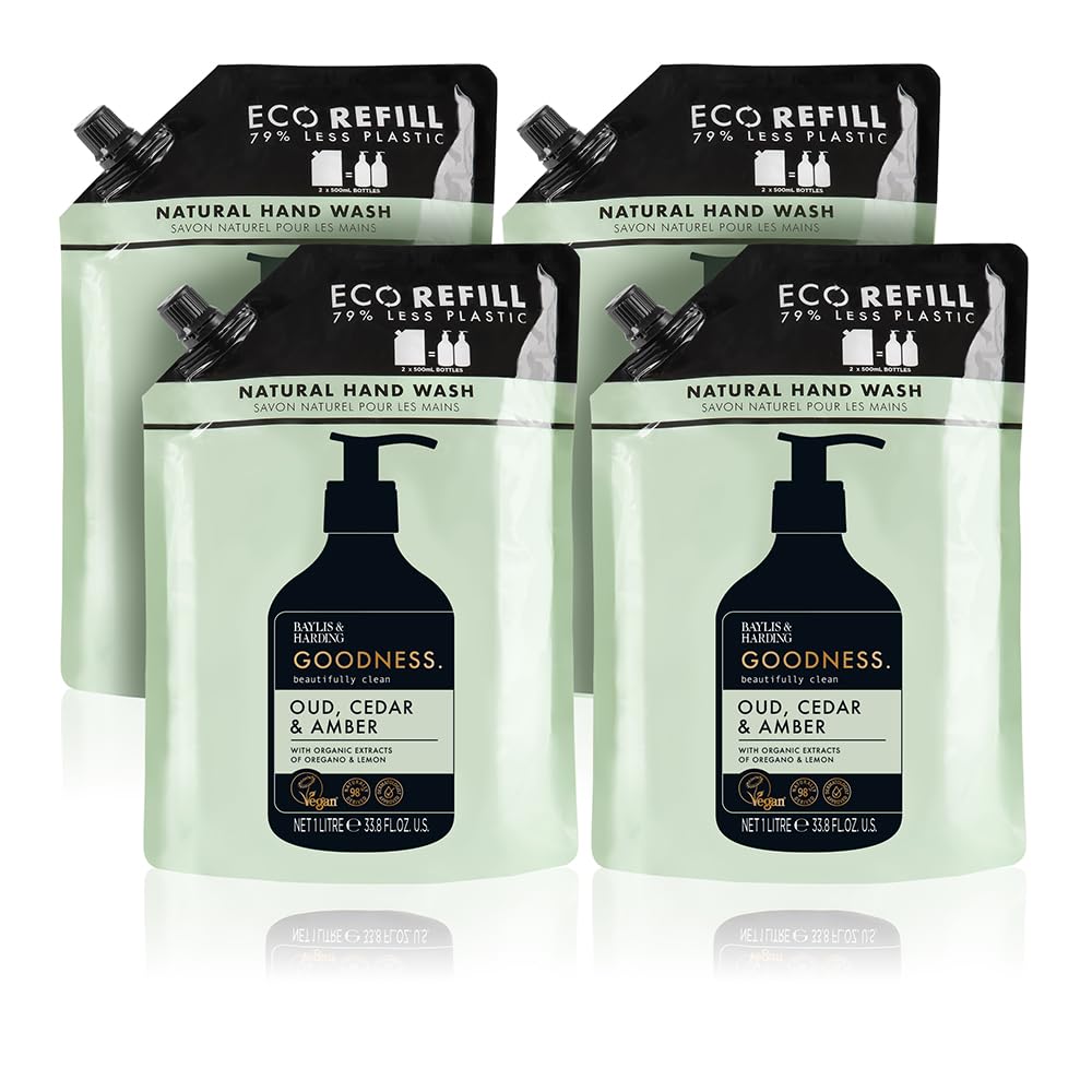 Baylis & Harding front packaging showing refill bottle and fragrance benefit