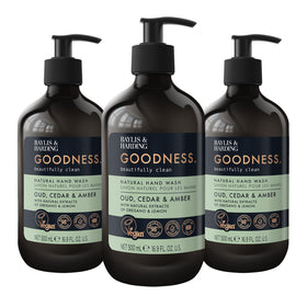 baylis & harding front packaging showing elegant bottle and dispenser benefit: premium presentation