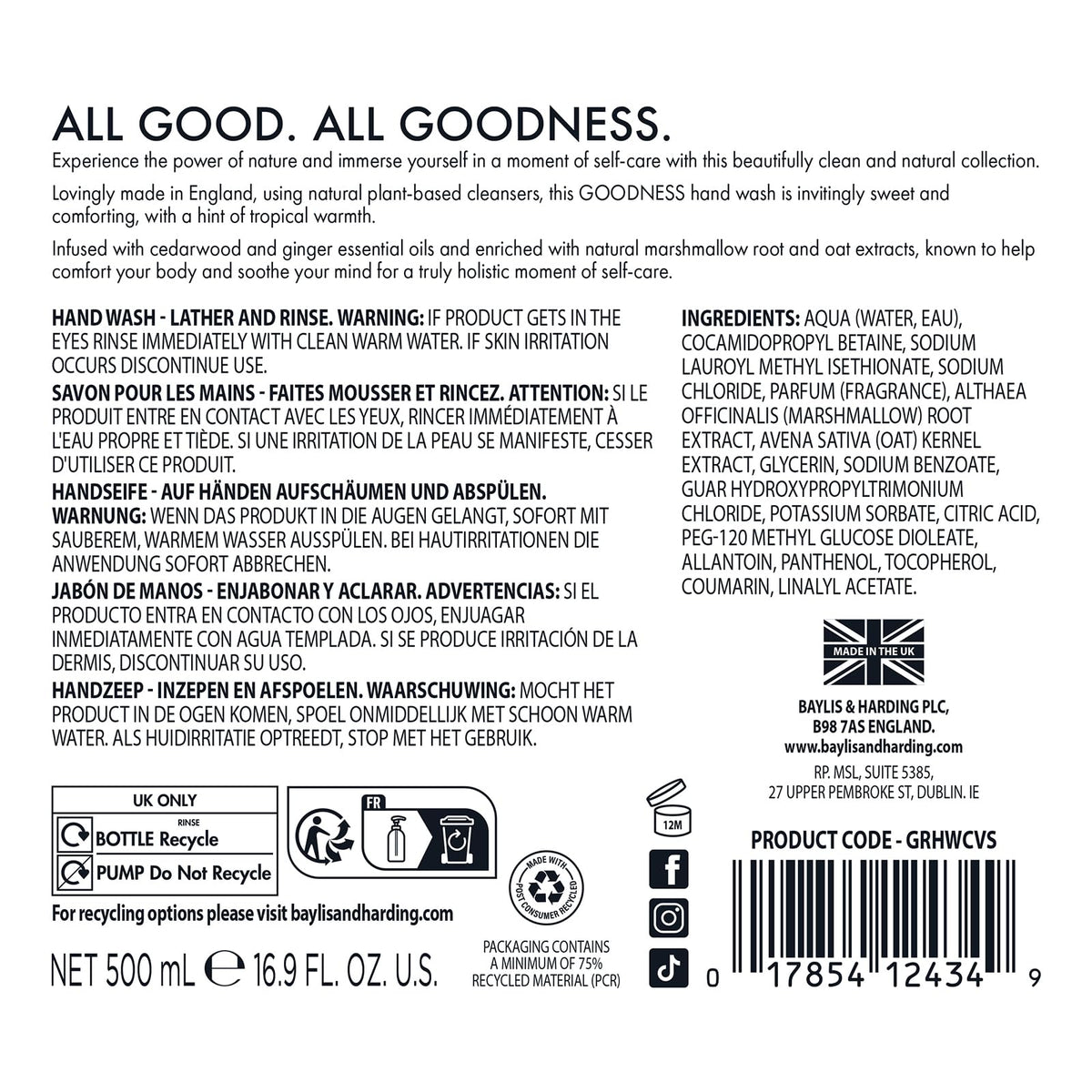 Baylis & Harding three-pack stacked to show value pack and convenient home supply benefit