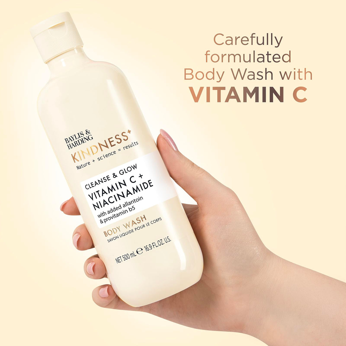 Baylis & Harding pouring into hand forming rich lather for soft skin