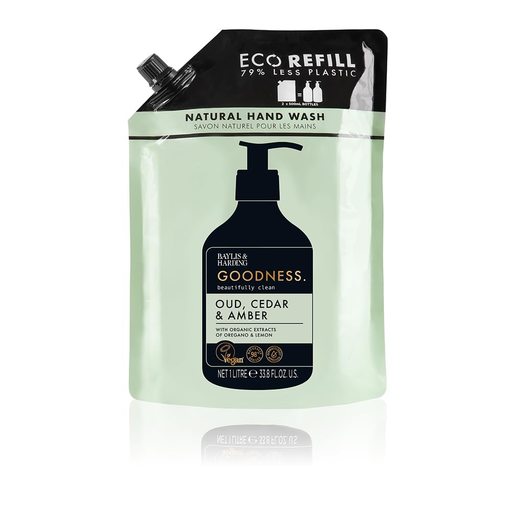 Baylis & Harding refill cap close up highlighting easy pour and spill control