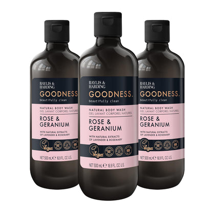 Baylis & Harding front packaging showing bottle and calming rose scent
