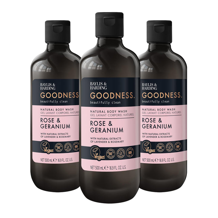 Baylis & Harding front packaging showing bottle and calming rose scent