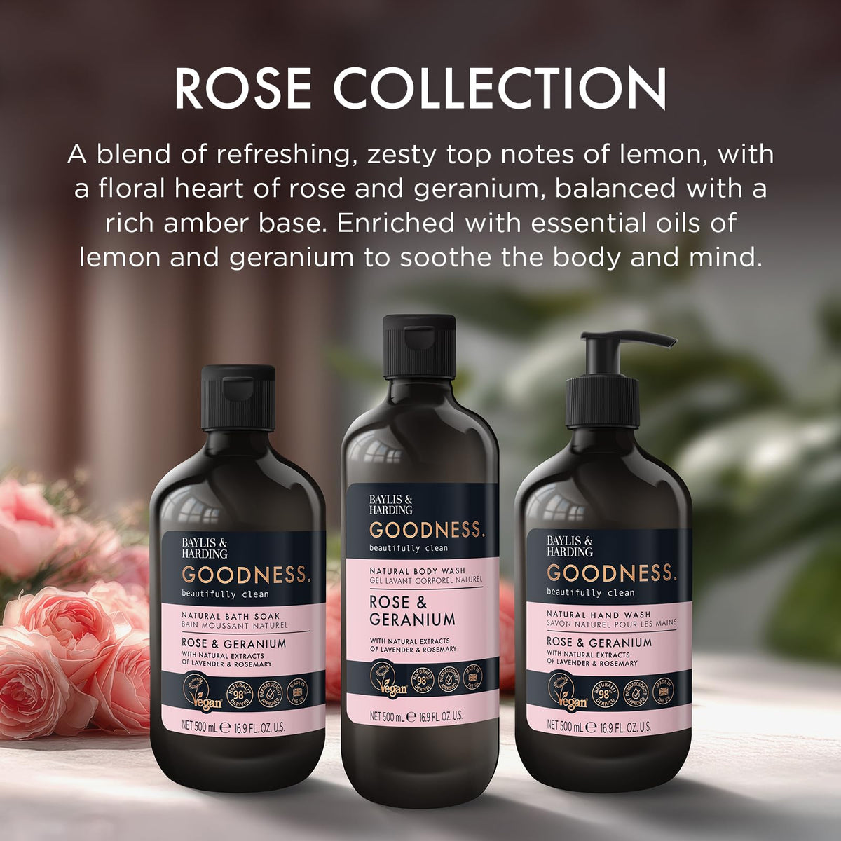Baylis & Harding ingredients panel close-up showing natural-derived focus