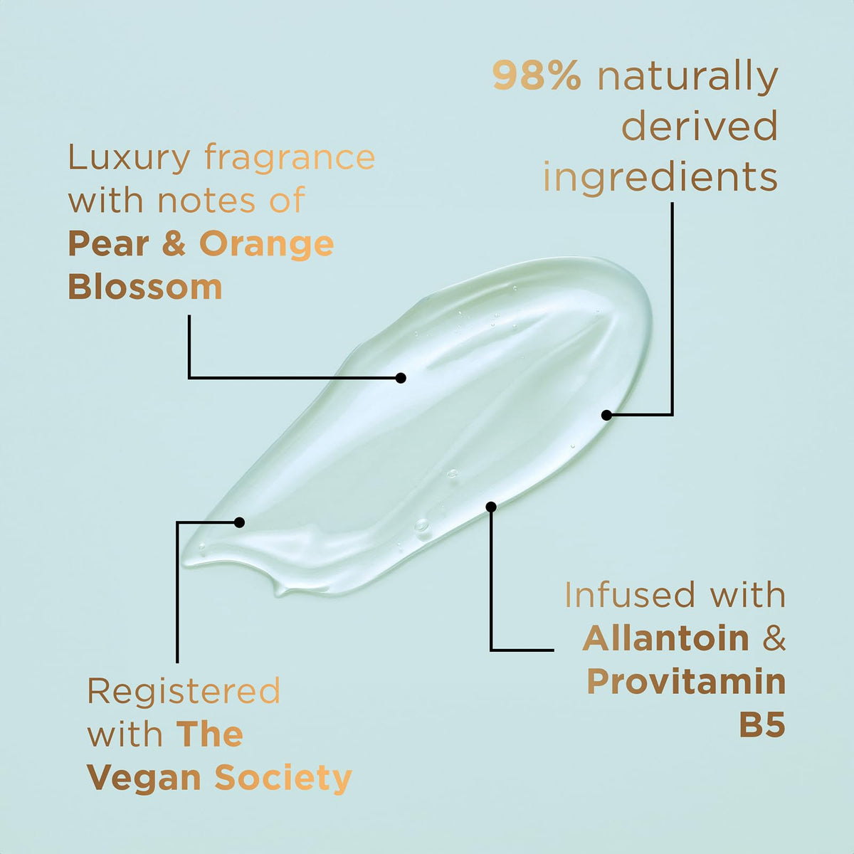 Baylis & Harding ingredient label highlighting hyaluronic acid benefit