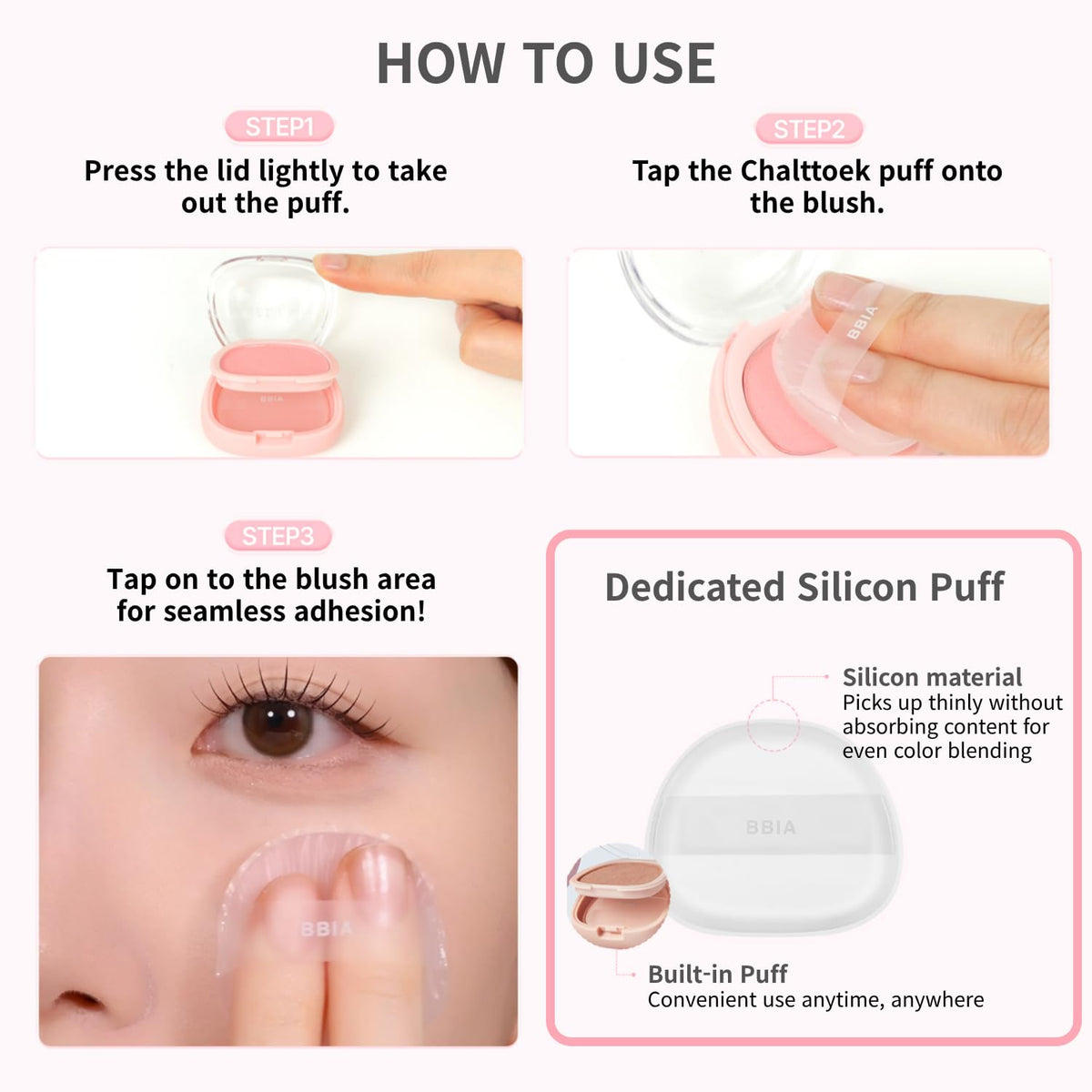 BBIA blush with other makeup items flatlay suggesting everyday routine benefit