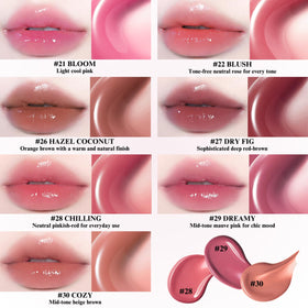 BBIA lip swatch on model showing glossy, plumping finish and natural enhancement