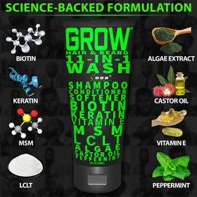 BBS BEST BEARD STUFF applied to beard demonstrating cleansing action