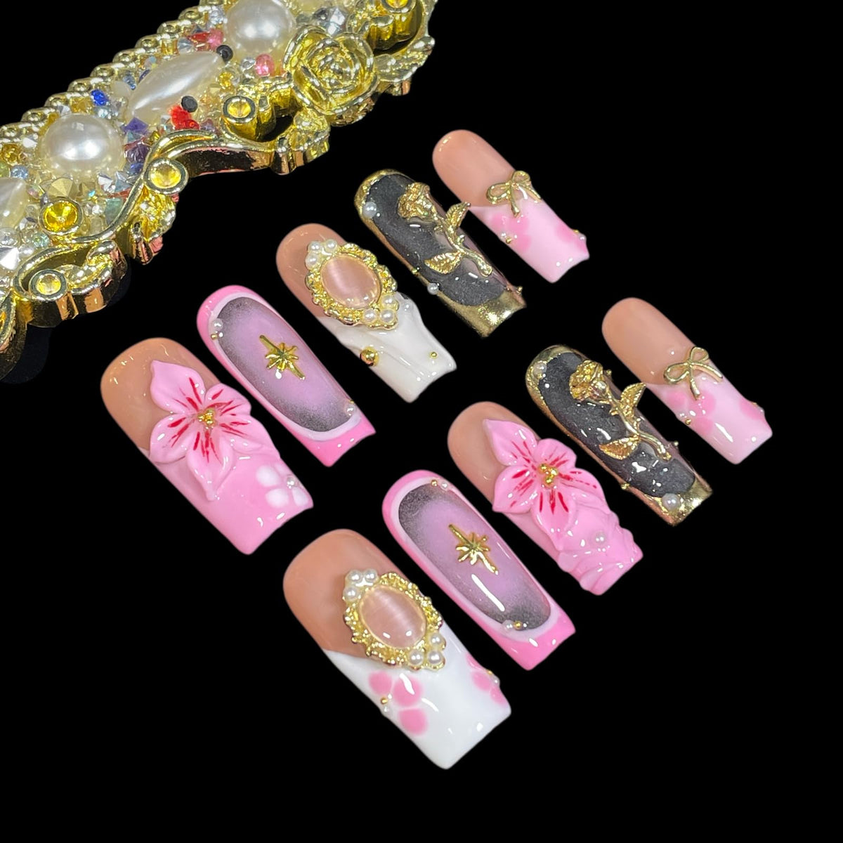 BByogooz gold rose accent close view adding vintage luxury