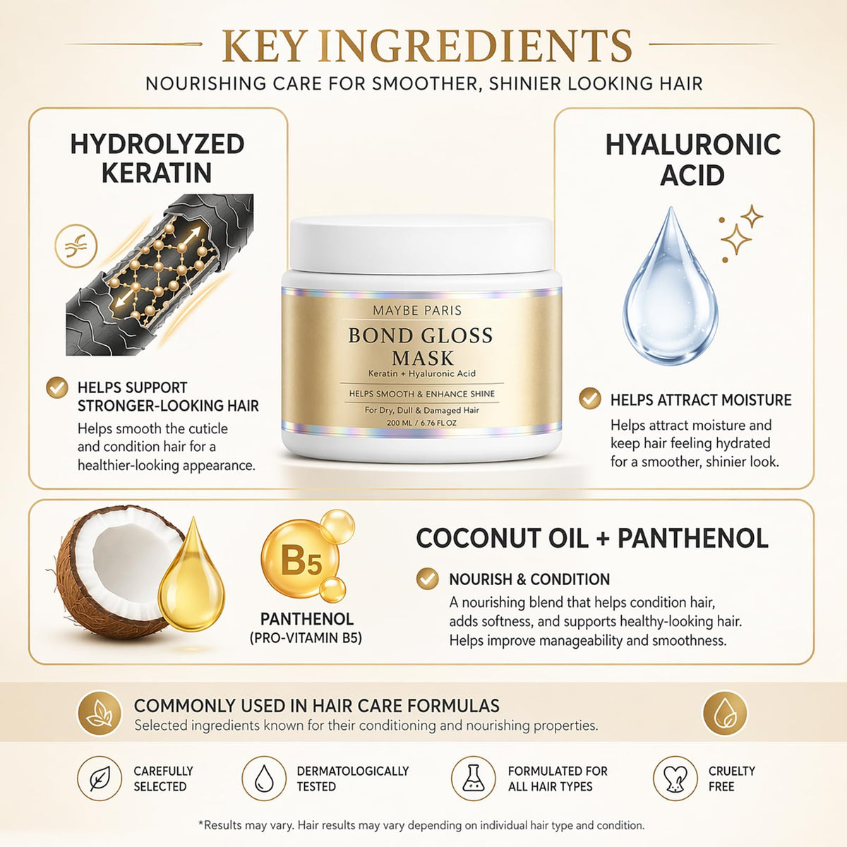 BCYXLR bond gloss mask in hand to show size and easy scoop for precise use