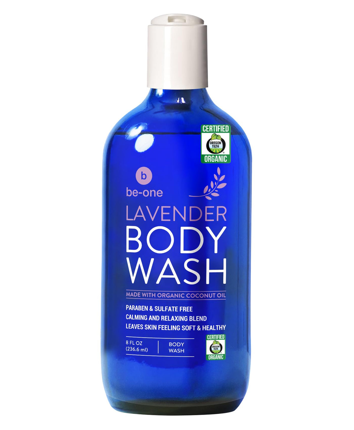 BE-ONE ORGANICS front bottle shot showing organic lavender body wash benefits