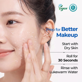BE THE SKIN product staged in bathroom routine to suggest easy 30-second exfoliation