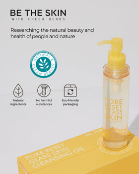 BE THE SKIN in bathroom setting showing easy double-cleanse routine convenience
