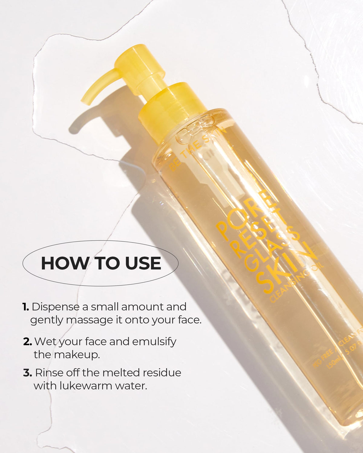BE THE SKIN label close-up listing plant oils and cica for ingredient clarity