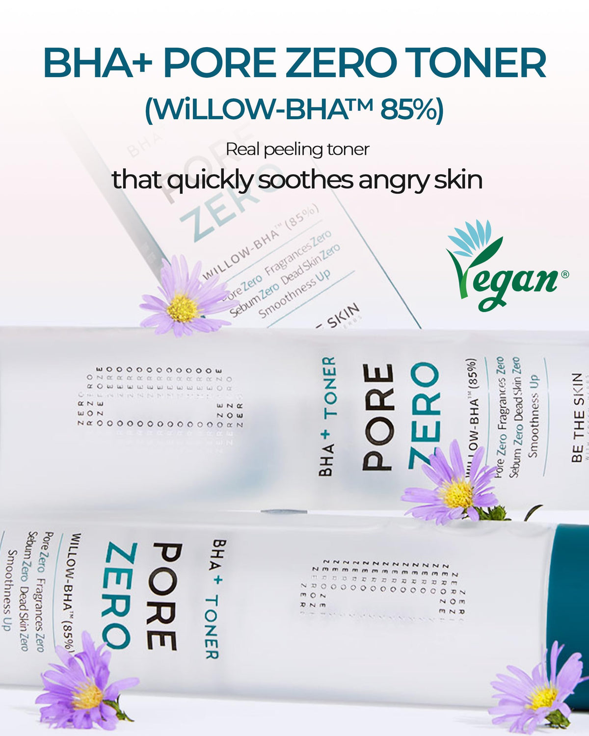 BE THE SKIN close-up of willow bark water concentrate emphasizing exfoliation
